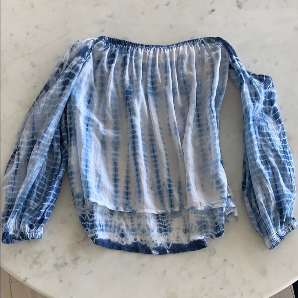Blue and white tie dye top